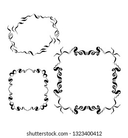 set of decorative vintage frames. hand-drawn with ink and brush vector illustration isolated on white background