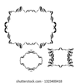 set of decorative vintage frames. hand-drawn with ink and brush vector illustration isolated on white background