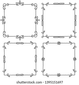 Set of decorative vintage frames. hand-drawn vector illustration on white background