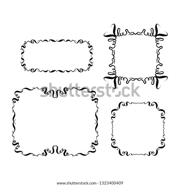 Set Decorative Vintage Frames Handdrawn Ink Stock Vector Royalty Free