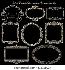 Set of Decorative Vintage frames on blackboard.
