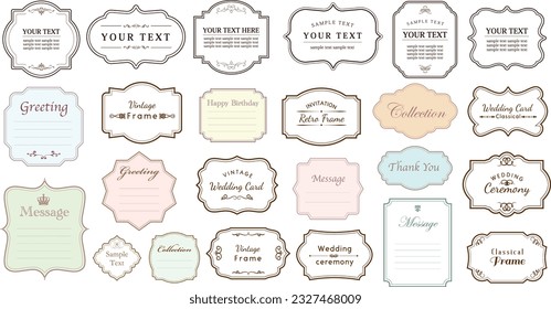 Set of decorative vintage frames. Vector label, sticker.