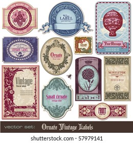 set of decorative vintage labels