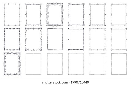Set of decorative Vintage ornament frames. Vintage or retro frames border.  Elegant vintage frame and wedding ornaments Isolated icons set. Vector illustration