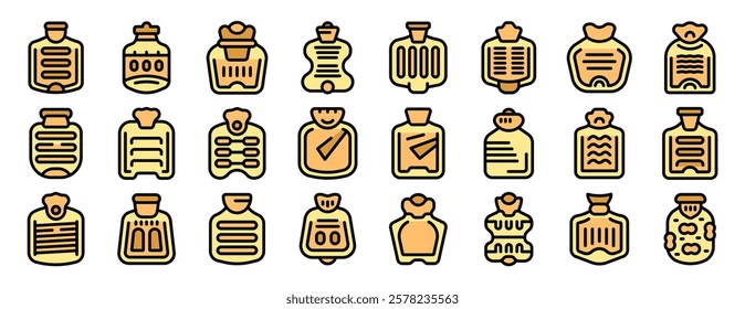 Set of decorative vintage perfume bottle icons with unique designs