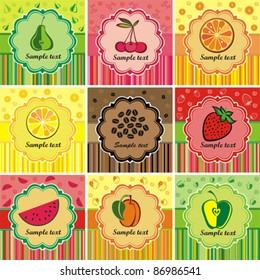 set of decorative vintage template. Fruit label.  vector illustration