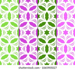Set of Decorative wallpaper for interior design. Modern geometric ornament. Seamless vector illustration
