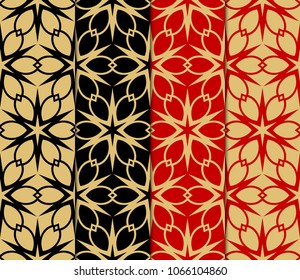 Set of Decorative wallpaper for interior design. Modern geometric ornament. Seamless vector illustration