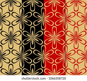 Set of Decorative wallpaper for interior design. Modern geometric ornament. Seamless vector illustration
