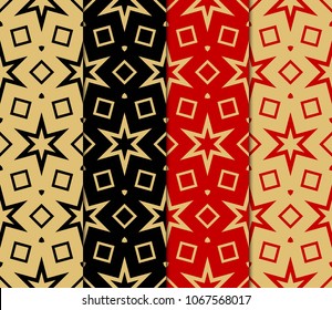 Set of Decorative wallpaper for interior design. Modern geometric ornament. Seamless vector illustration