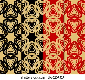 Set of Decorative wallpaper for interior design. Modern geometric ornament. Seamless vector illustration