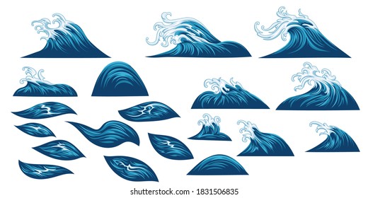 Set of decorative waves in oriental style