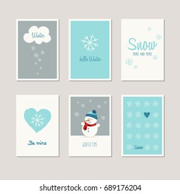 set of decorative winter cards