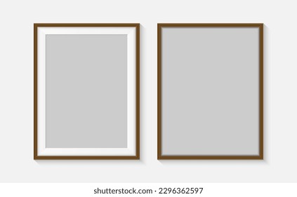 Set of decorative wooden frames. Blank photo frames for design, posters, painting or photo gallery. vector illustration.