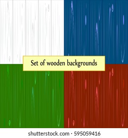 Set of decorative Wooden Patterns in different colors. Background with realistic wood texture. 