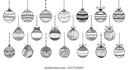 set of decorative xmas bauble elements for christmas design 