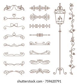 Set of decortaive elements and strokes