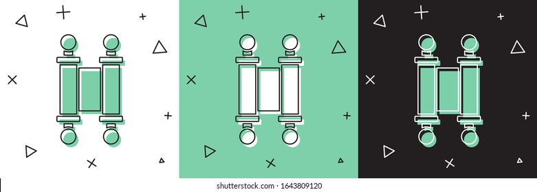 Set Decree, paper, parchment, scroll icon icon isolated on white and green, black background. Chinese scroll.  Vector Illustration