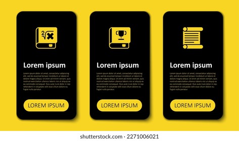 Set Decree, parchment, scroll, Book and with mathematics. Business infographic template. Vector