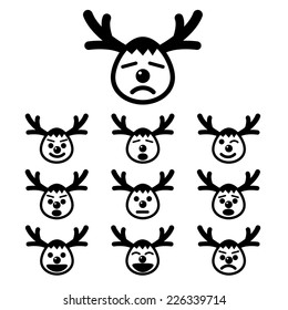 Set of deep icon emotions face, vector illustration