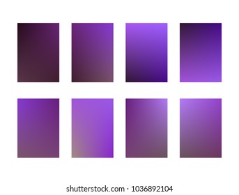 Set of deep violet and purple ui backgrounds. Trendy dark ultraviolet gradients for smartphone screen wallpaper, mobile apps