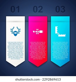 Ponga los cánceres de ciervo en el escudo, la vista óptica del francotirador y la caza de la trampa. Plantilla de infografía empresarial. Vector