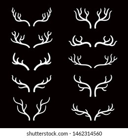 set of deer antlers vector collection