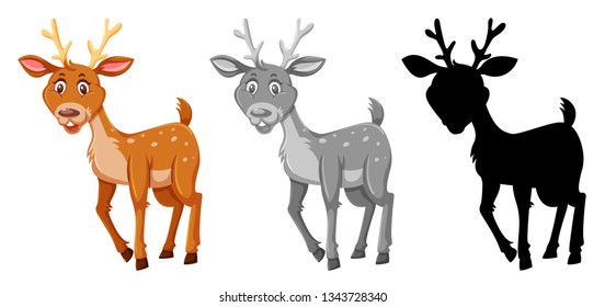 A set of deer character illustration