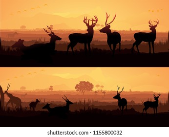 Set of deer family