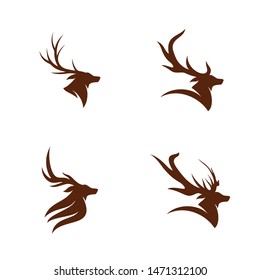 Set of Deer Head logo design template vector. Luxury Deer Hunt logo vector template
