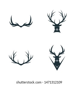 Set of Deer Head logo design template vector. Luxury Deer Hunt logo vector template