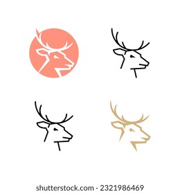 Set of Deer Head Logo Design Vector