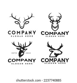 set of deer head and vintage logo icon and vector