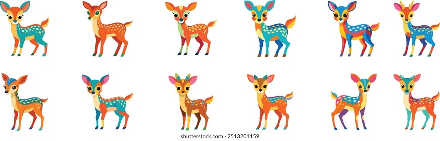 Set of deer heads with horns,