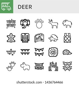 Set of deer icons such as Safari, Garlands, Wild life, Animal, Deer, Bison, Sweater, Cave painting, Hedgehog, Hippopotamus, Garland, Zoo , deer
