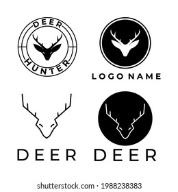 set Deer logo badge vector illustration design