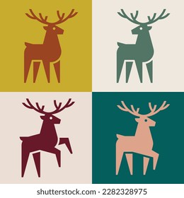 Logotipo del conjunto de ciervos. Diseño de iconos. Elementos de plantilla