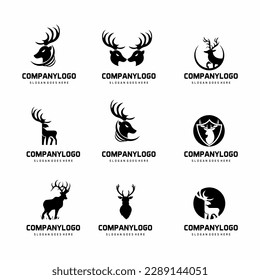 set of deer logo vector icon