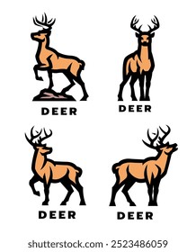 Set of deer logos. Vector illustration.