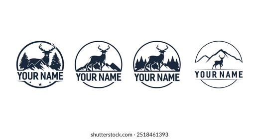 SET Deer mountain logo silhouette Deer hunting logo Hunting season hunting shirt design