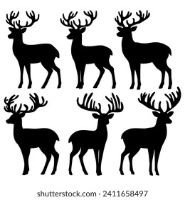 set of deer on the white background. deer silhouettes. Vector EPS 10