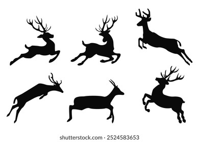 Set of Deer Silhouette Vector Illustration