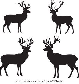 Set of Deer silhouette vector illustration