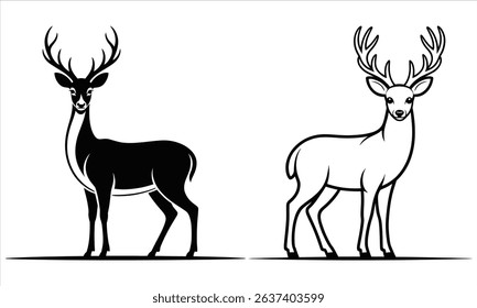 set of deer silhouettes ..