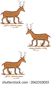 A set of deer for your design. Deer, sika deer and reindeer. isolation objects Vector illustration.