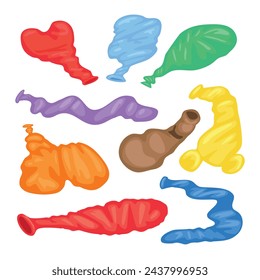 Set of deflated balloons set collection, Uninflated latex ballon cartoon with different volume and size, Different empty balloon, various shapes funny latex inflated air ball balloon for birthday neat