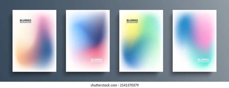 Set of defocused blurred backgrounds with modern abstract blurred color gradient patterns. Templates collection for brochures, posters, banners, flyers and cards. Vector illustration.