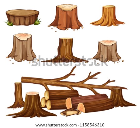 A set of deforestation illustration