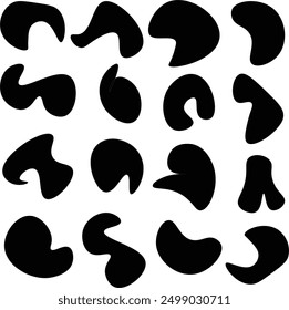 Conjunto De Ilustración vectorial De Formas Negras Deformadas. Abstractas. Ilustración vectorial plana dibujada a mano digital sobre fondo blanco. EPS 10