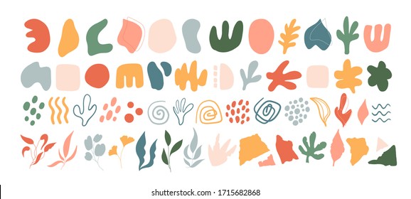 Set of deifferent abstract shapes. HAnd drawn trendy vector illustration for pattern design.